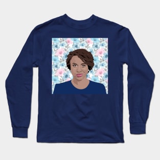 Ayanna Pressley Pretty Floral Portrait Long Sleeve T-Shirt